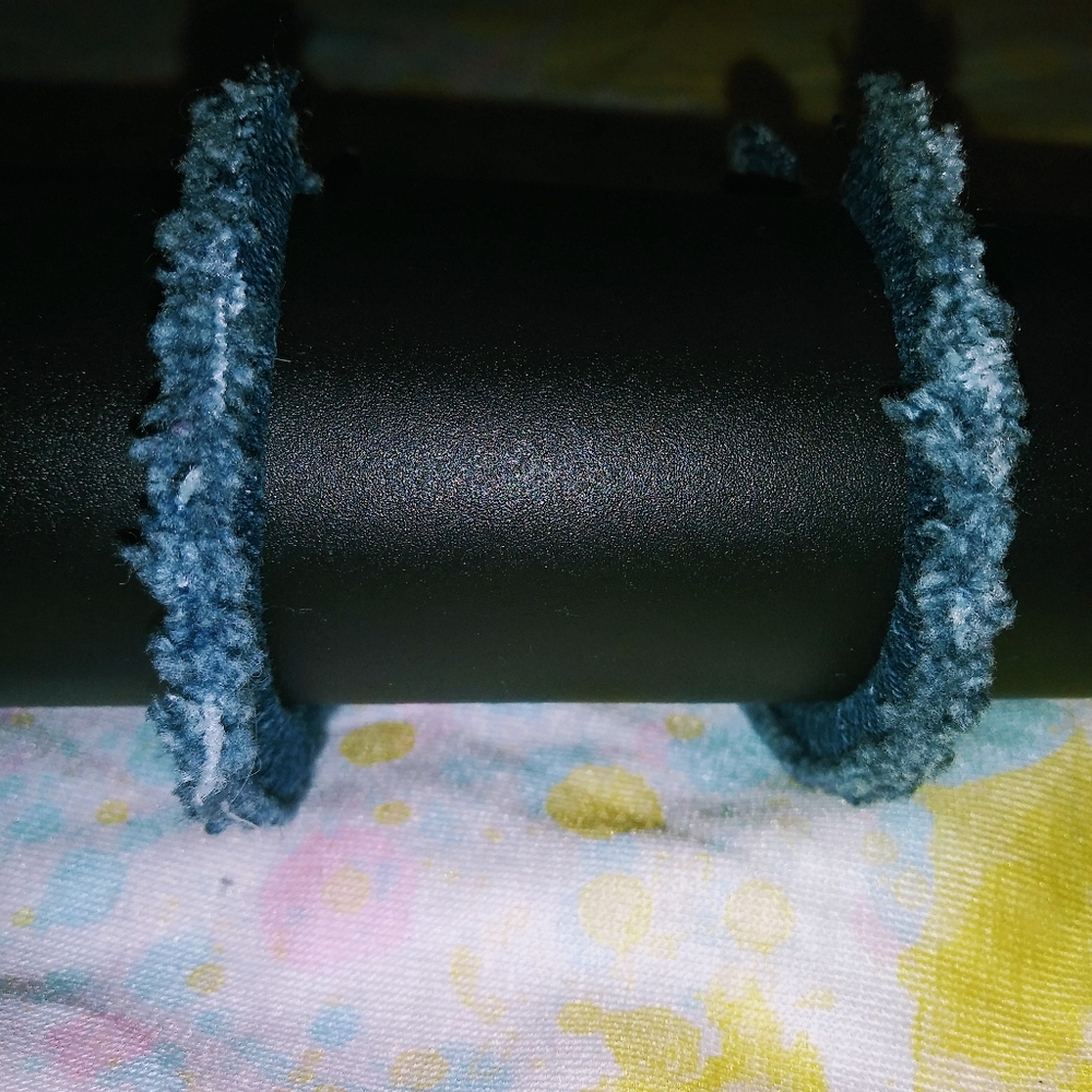 Handmade denim fringe hoops